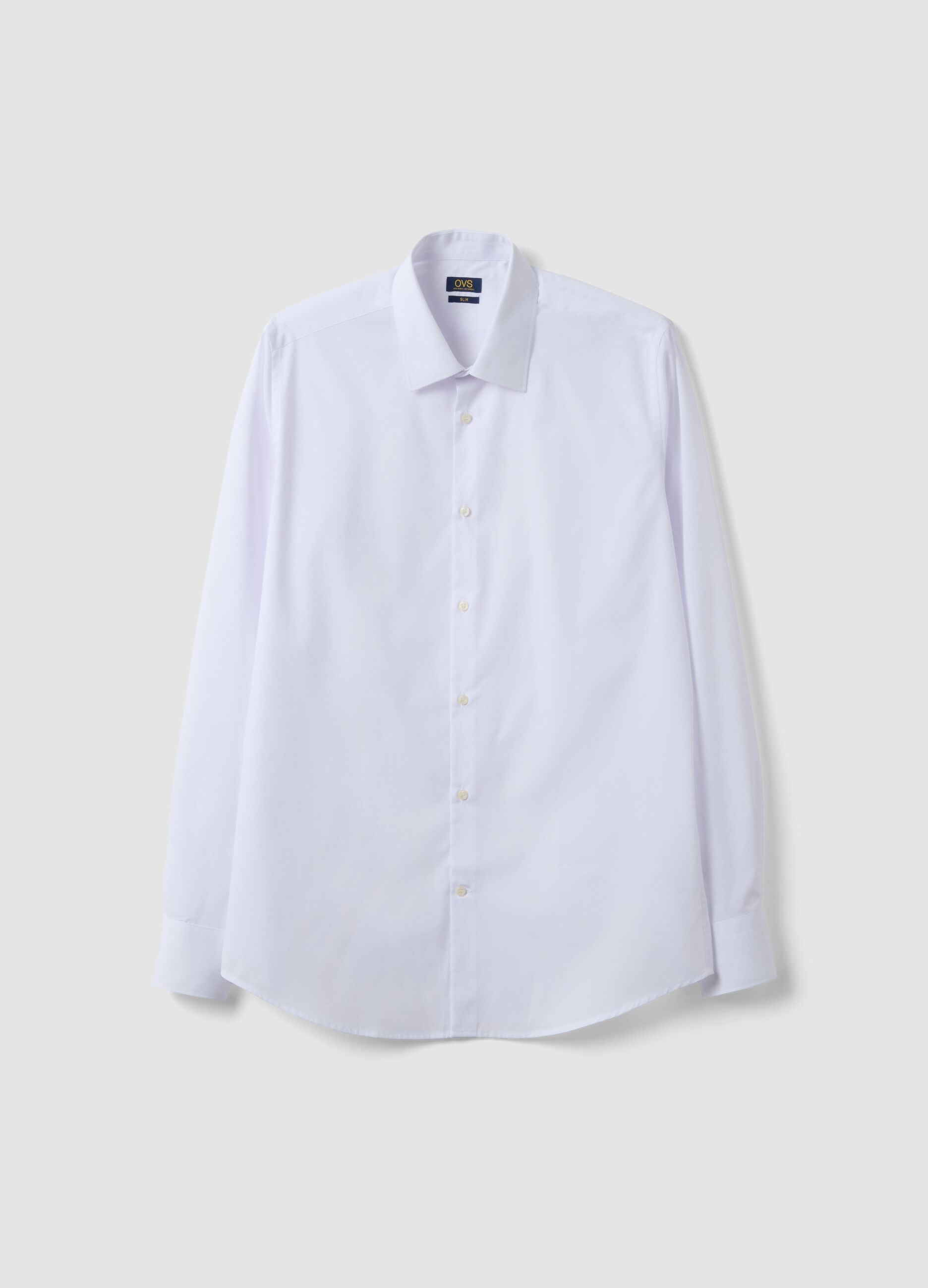 Camicia bianca slim fit con colletto classico easy iron
