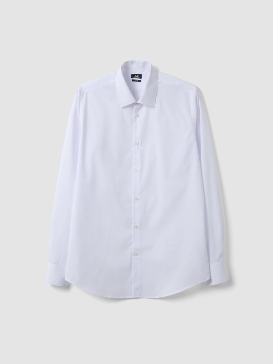 Camicia bianca slim fit con colletto classico easy iron_4