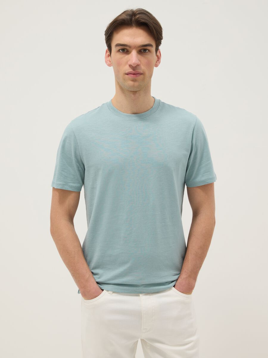 Short sleeve pure cotton azure regular fit T-shirt_0