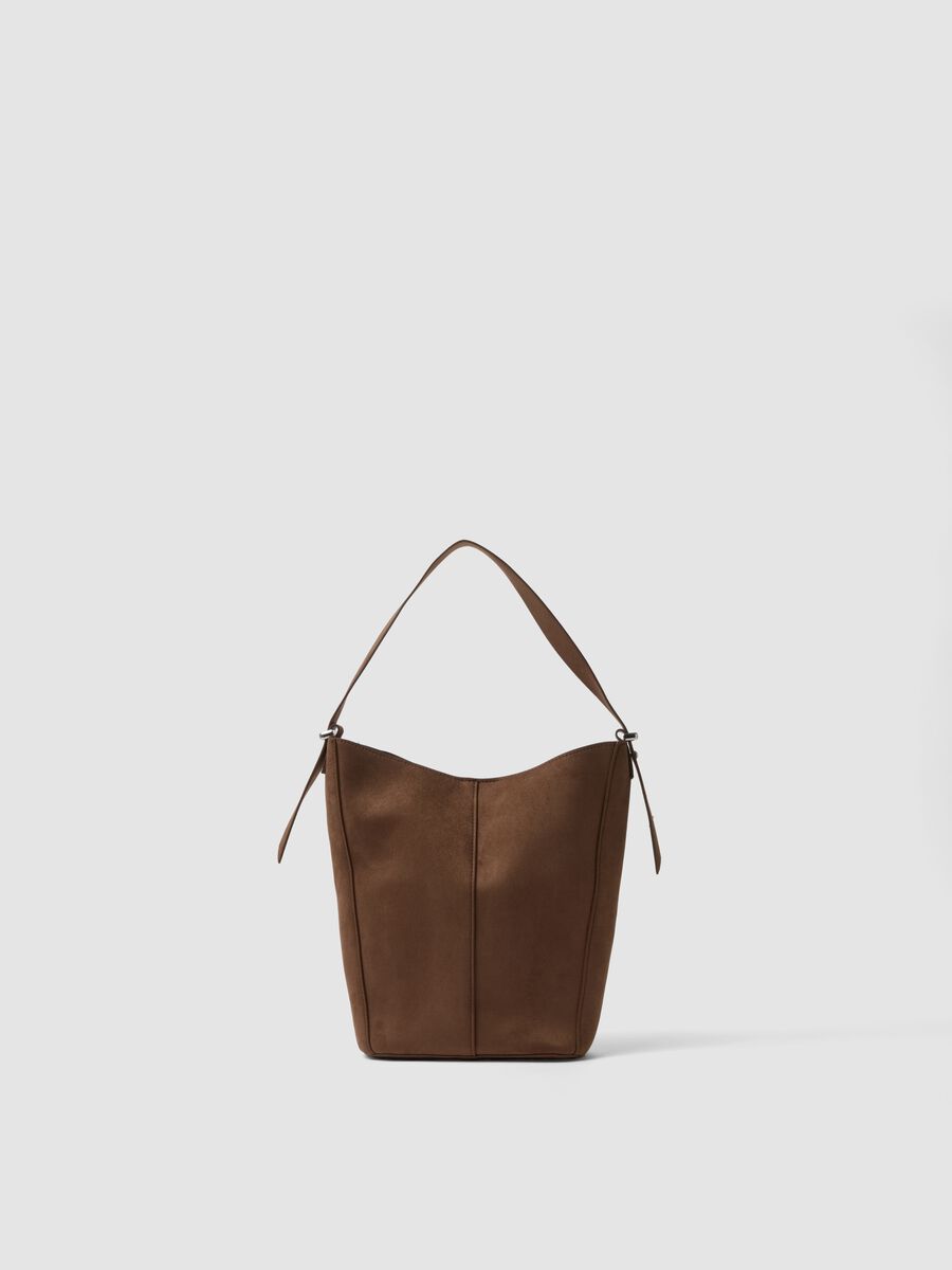 Brown stretch-fabric shoulder bag_0