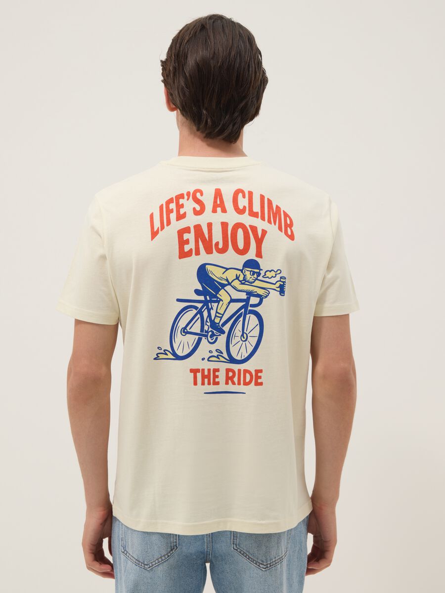 Beiges T-Shirt aus reinem Baumwolljersey mit Schriftzug, Regular Fit_2