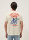 Beiges T-Shirt aus reinem Baumwolljersey mit Schriftzug, Regular Fit_2