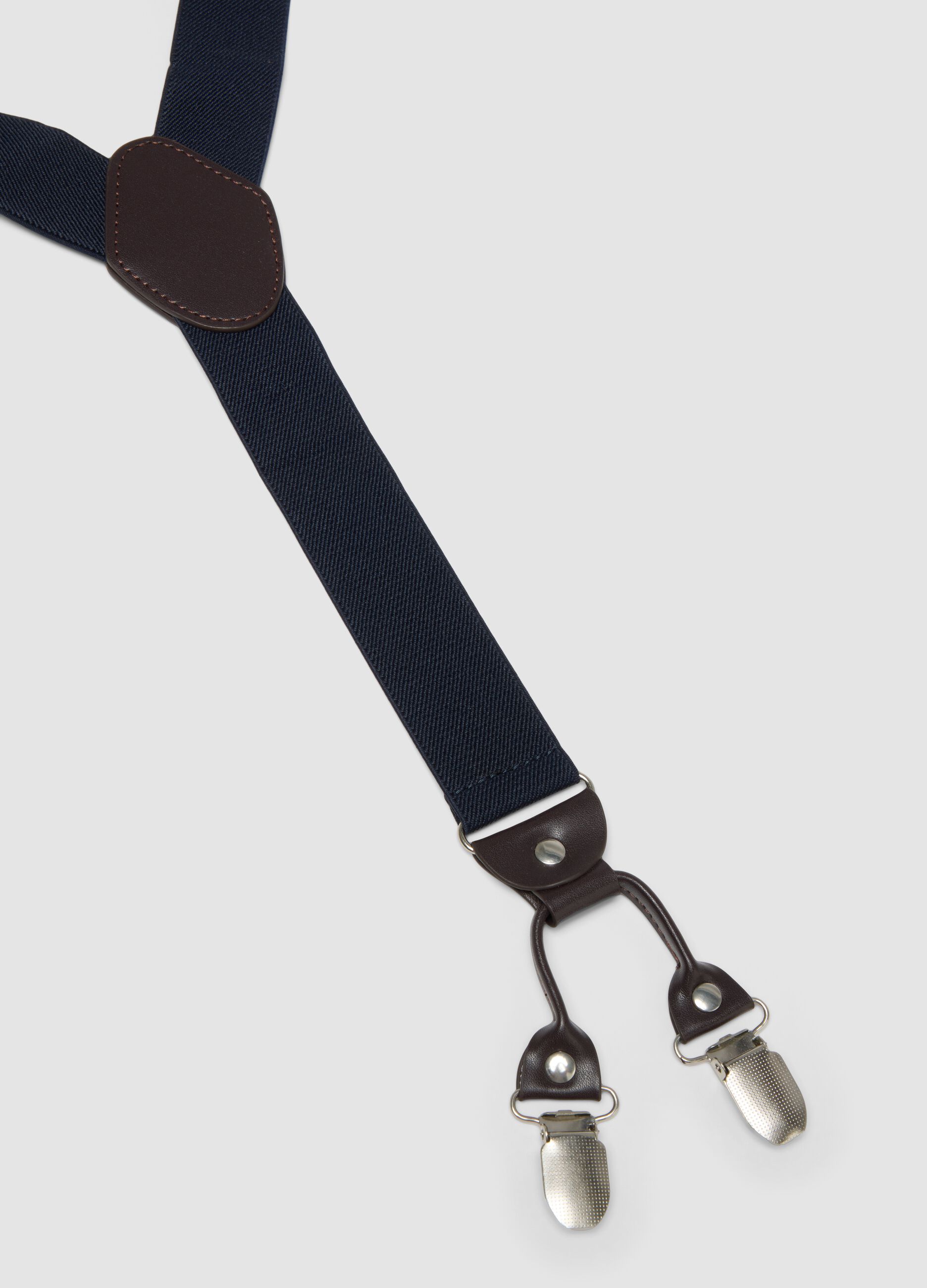 Blue elasticated braces with metal clips