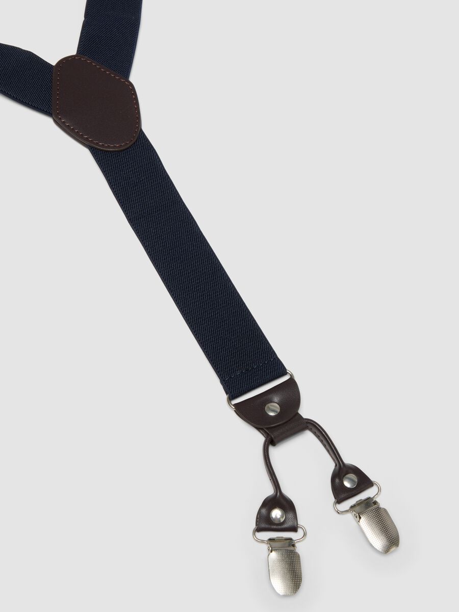 Blue elasticated braces with metal clips_1