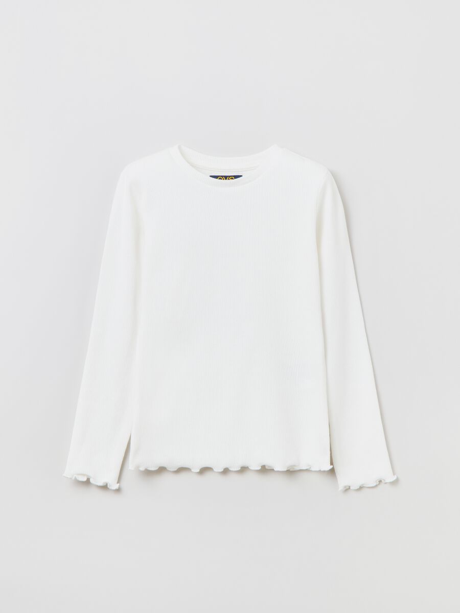 Long-sleeve T-shirt with scalloped trims_0
