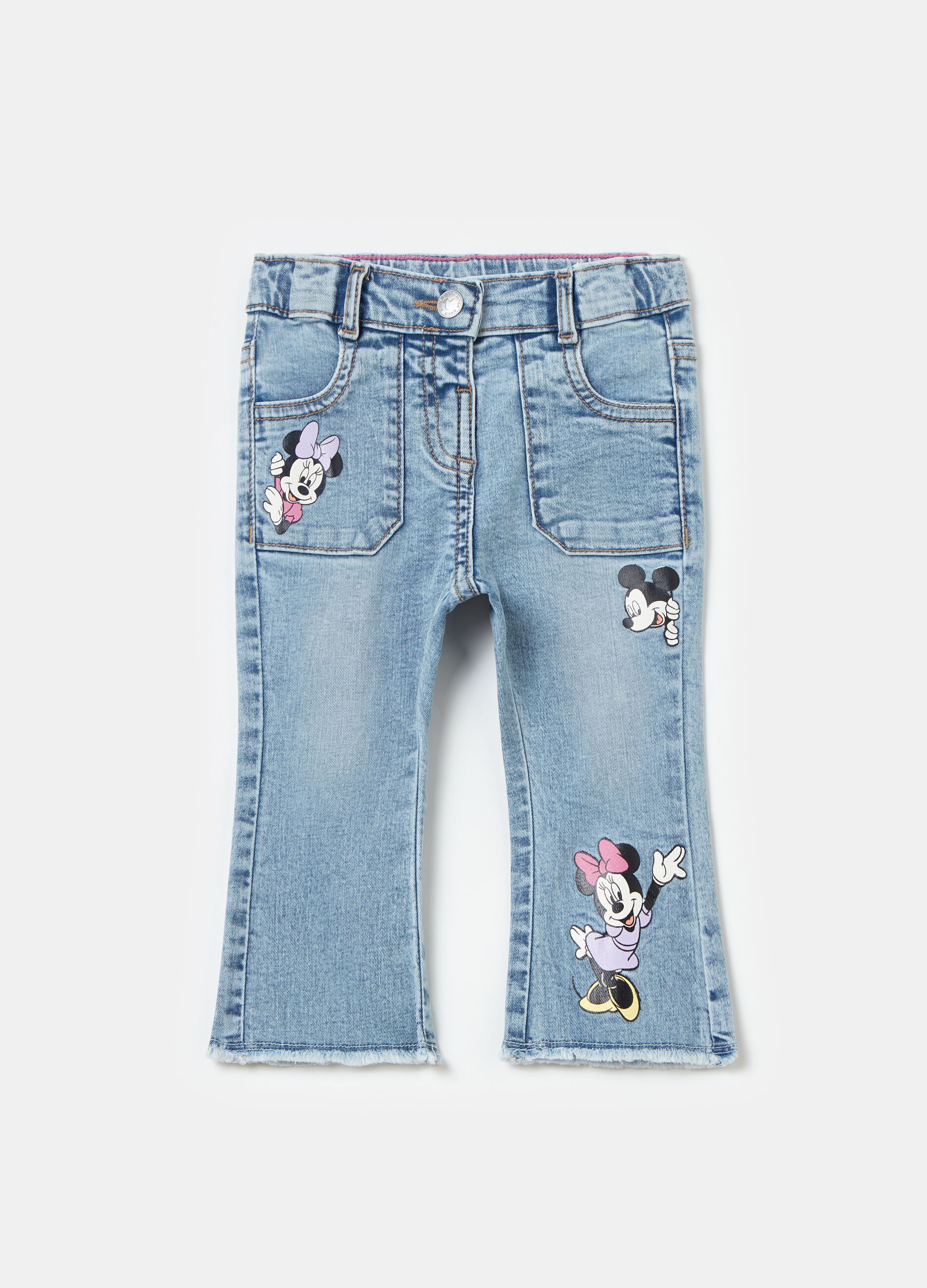 Jeans con stampa Minnie e Topolino