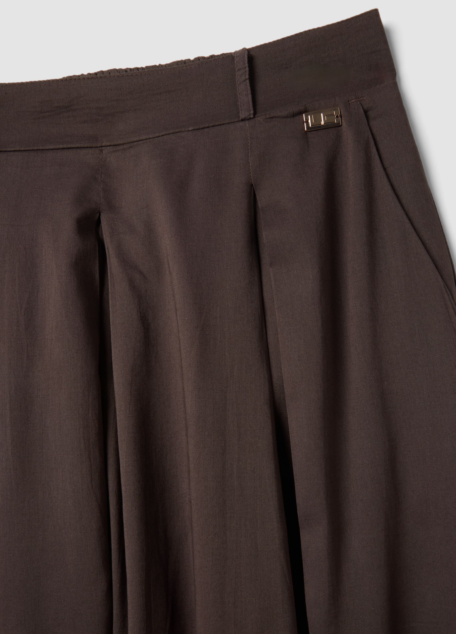 Brown pure cotton palazzo trousers