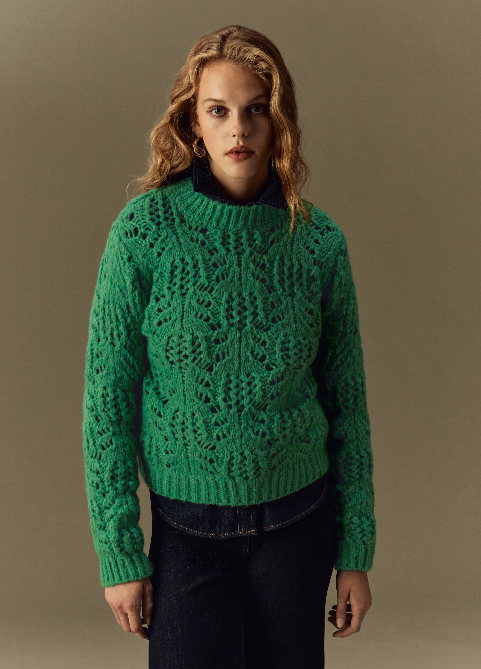 Pullover with pointelle design