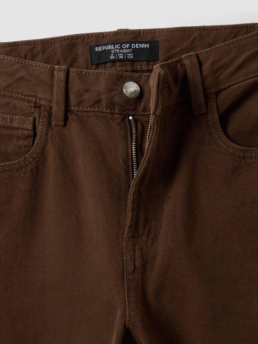 Braune Straight-Fit-Jeans aus reiner Baumwolle_6