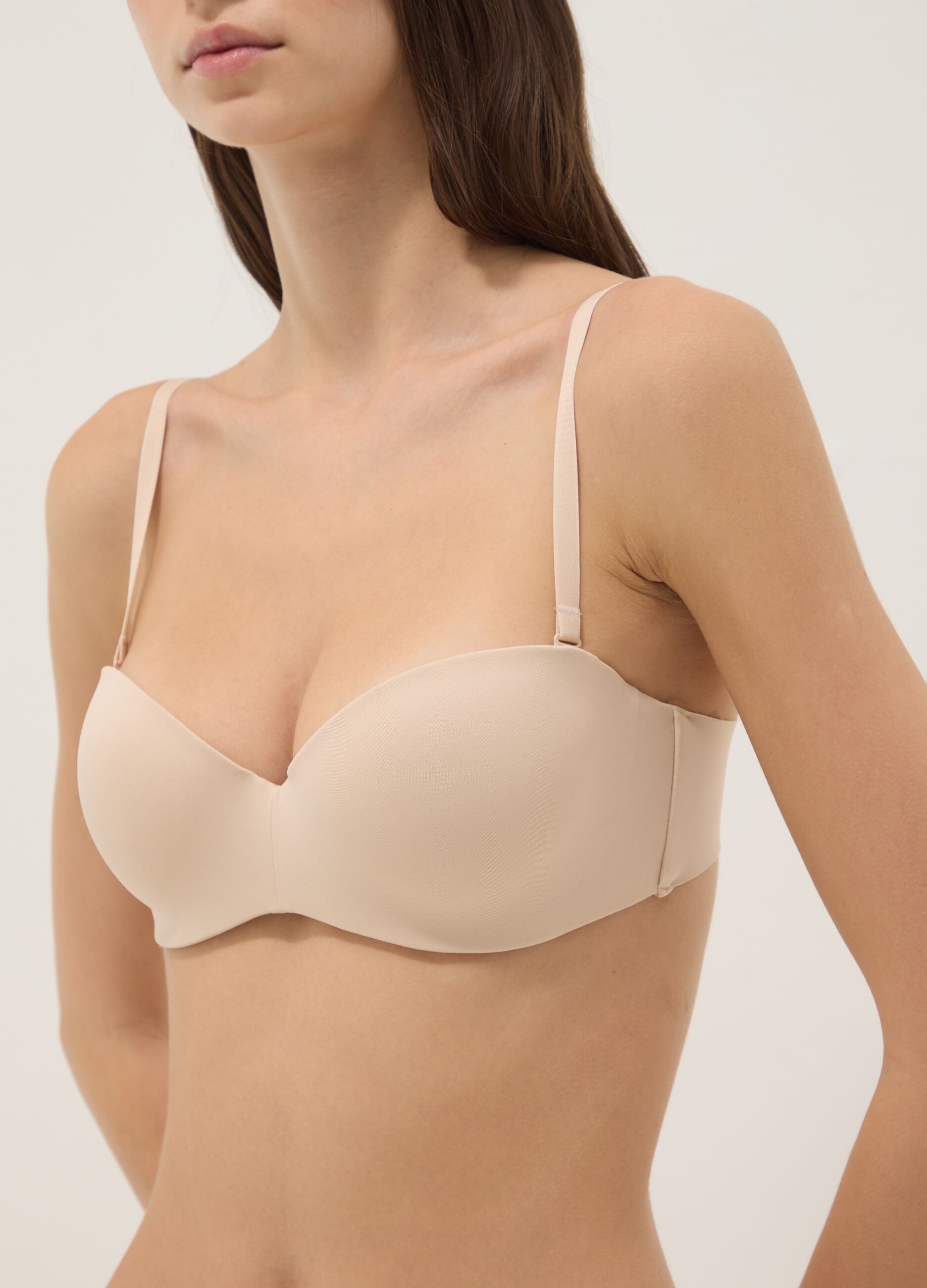 Beige Balconette-BH mit herausnehmbarer Polsterung