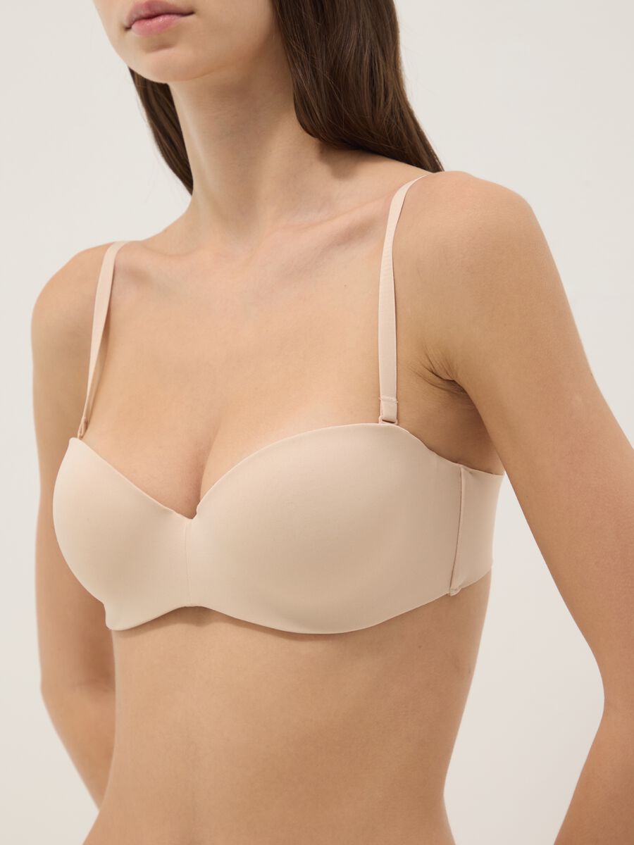 Beige balconette bra with removable padding_3