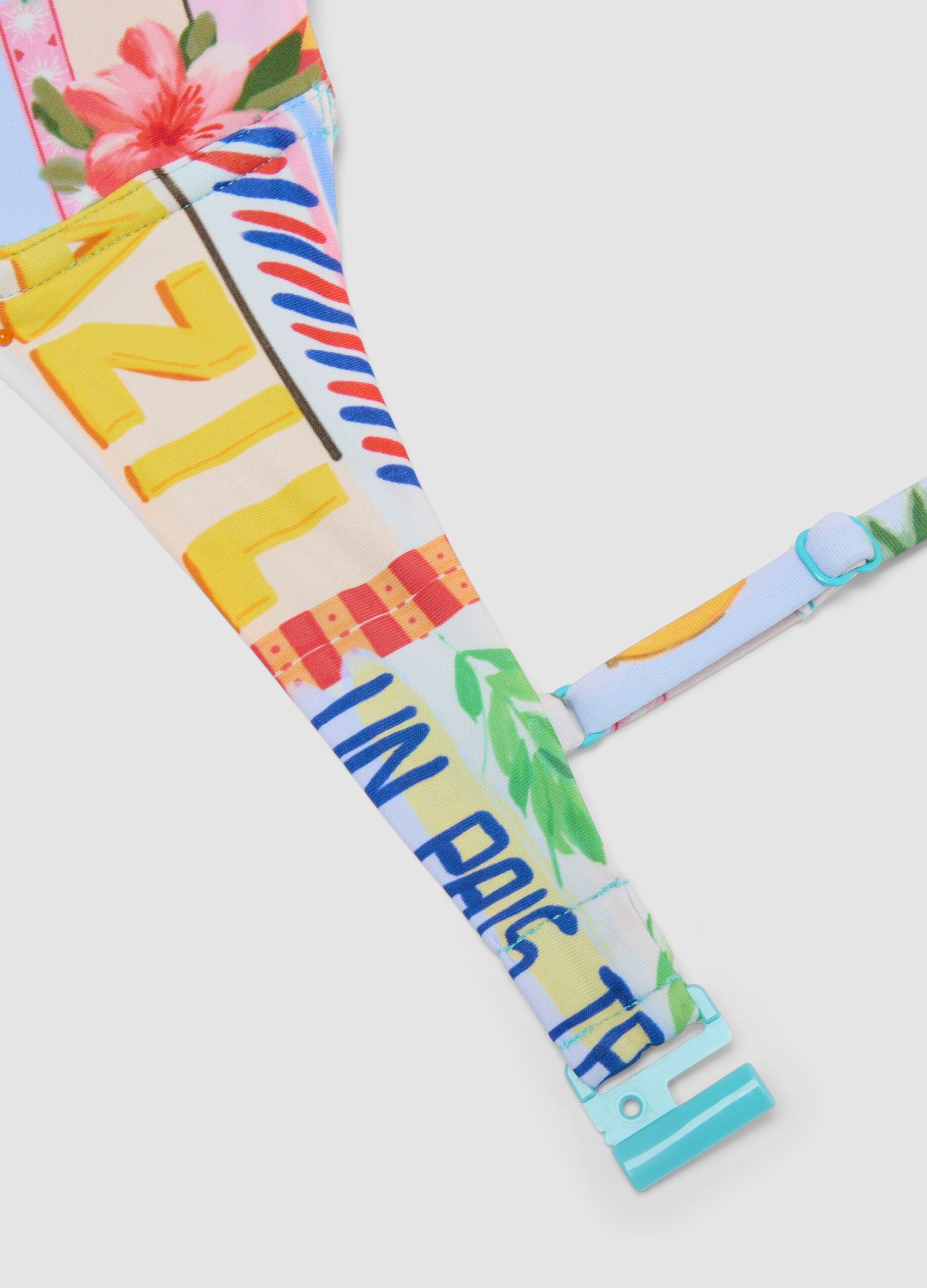Top de bikini multicolor en tejido el&aacute;stico