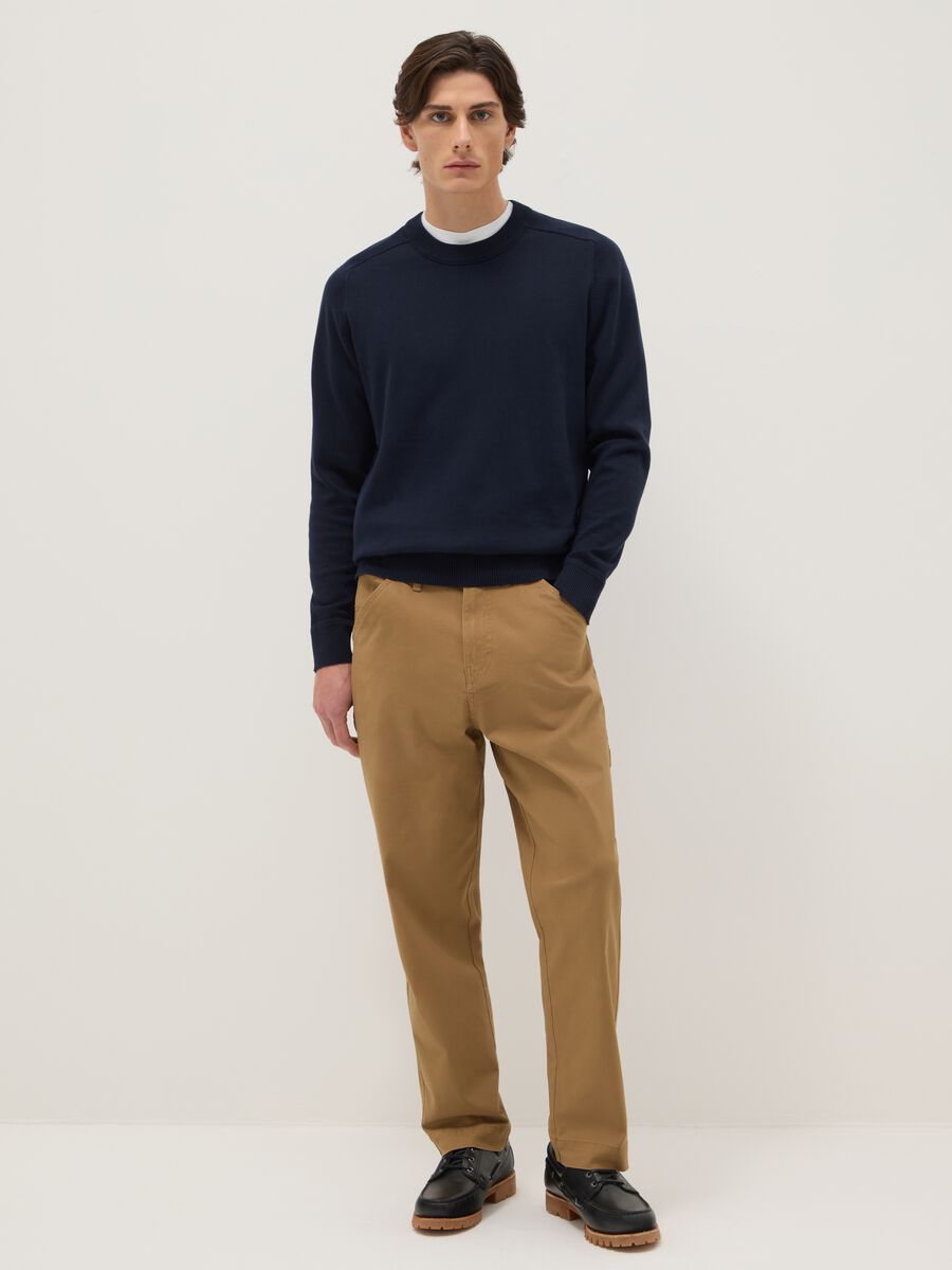 Slim Fit braune Chino-Hose aus elastischer Baumwolle_0