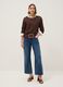Brown pure cotton sweater with perforated pattern, regular fit_1