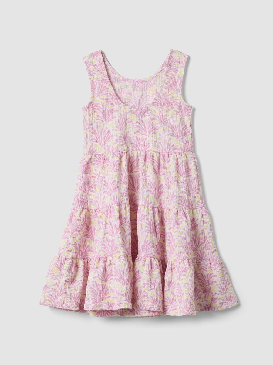 Vestido rosa sin mangas de tejido el&aacute;stico con estampado floral para ni&ntilde;a_1
