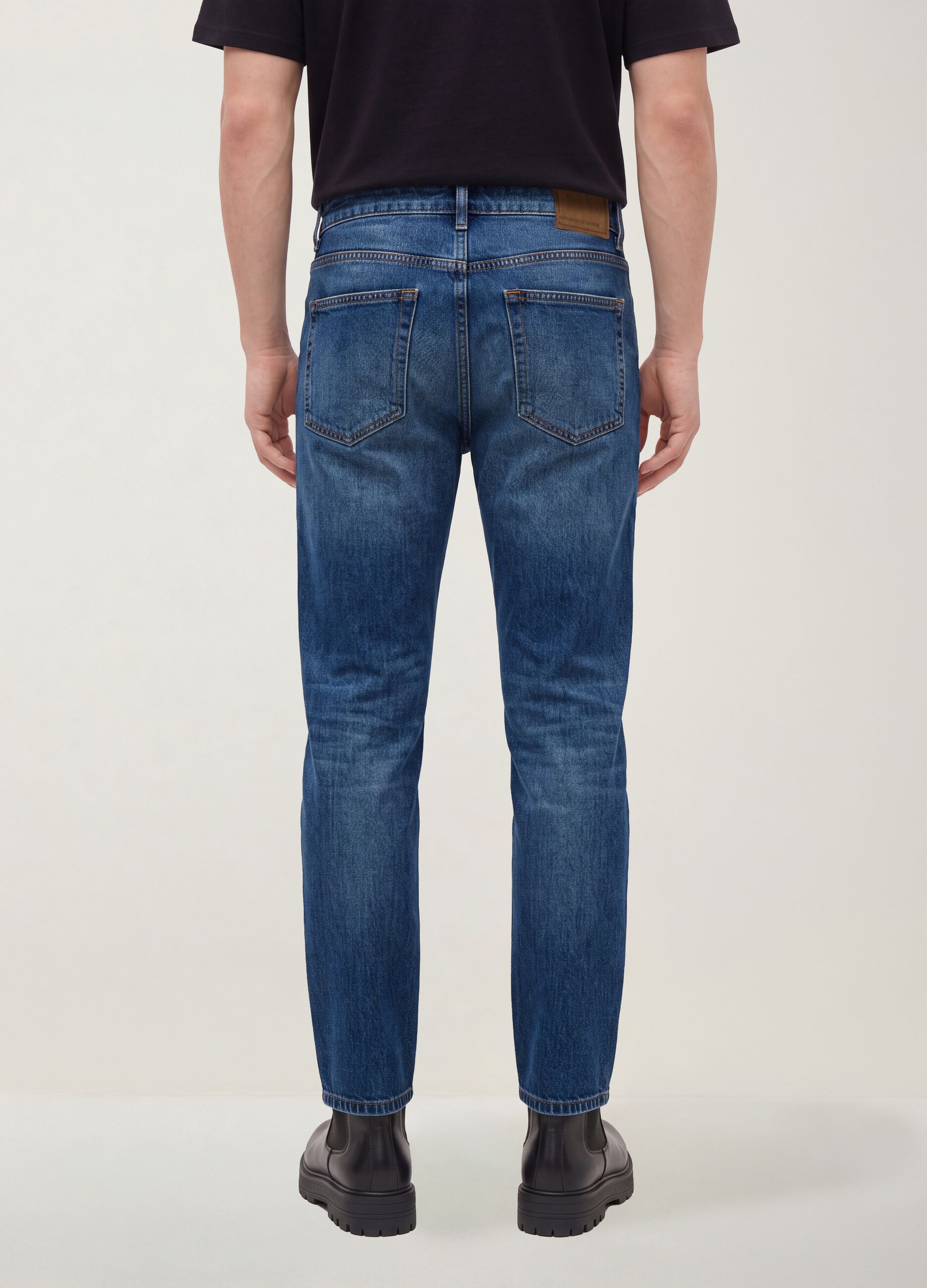 Pure cotton denim jeans, regular tapered fit