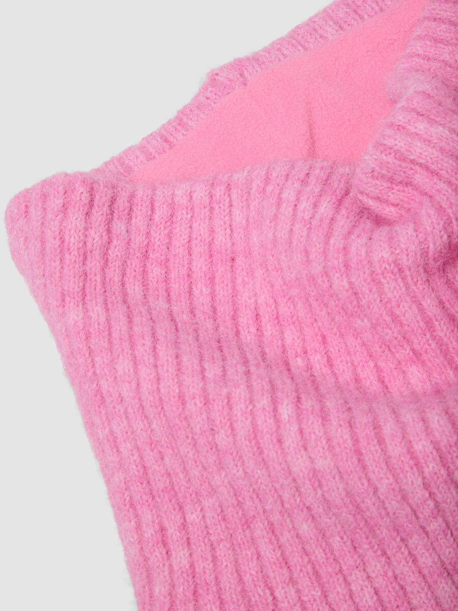 Scaldacollo rosa in lana elasticizzata a coste_2