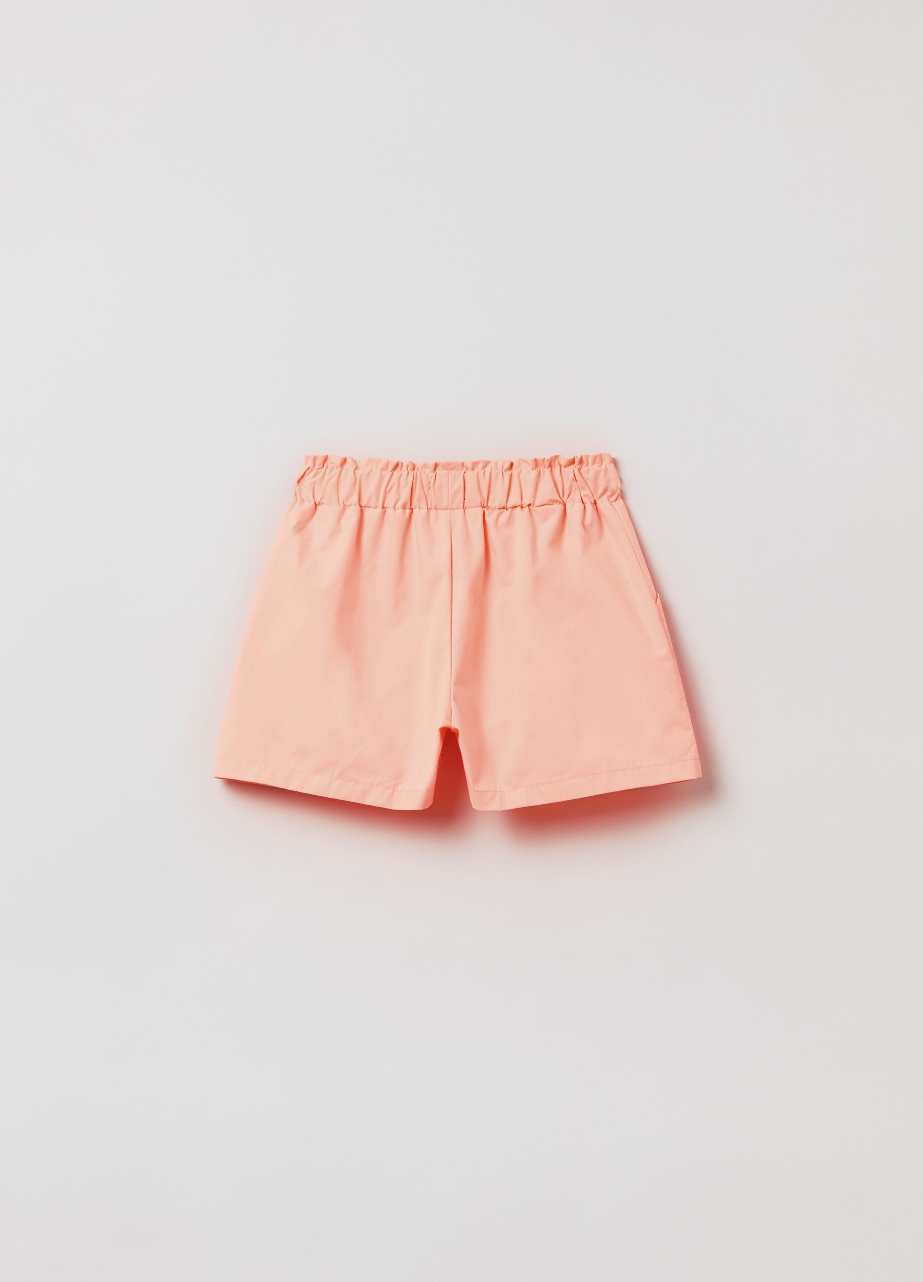 Mélange shorts with frill at the waist