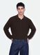 Brauner Pullover aus reiner Baumwolle mit Polokragen, Over-Fit_0