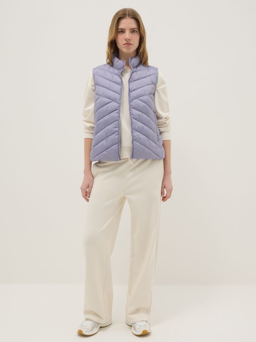 Regular fit padded purple gilet with zip_1