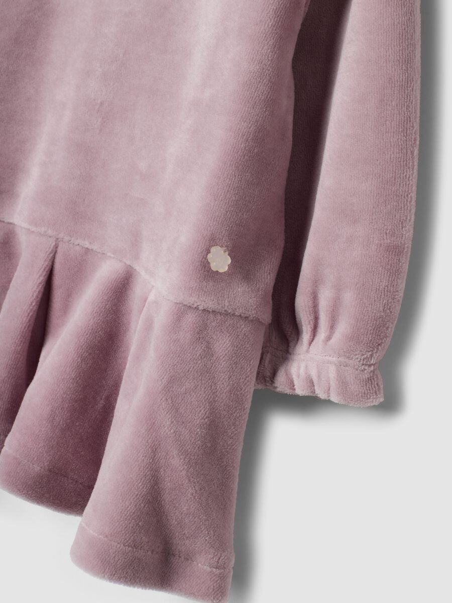 Abito viola malva in misto cotone organico con ricamo e balza_3