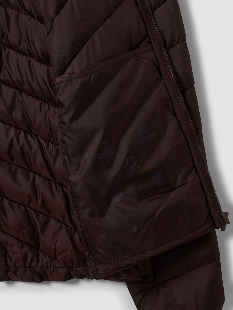 Brown Ultralight Quilted Jacket with Hood and Zip_6