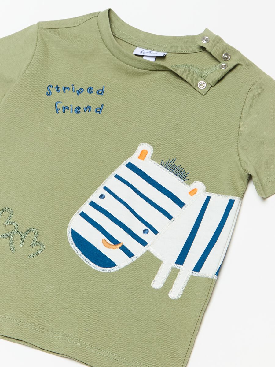 Cotton T-shirt with zebra patch and embroidery_2
