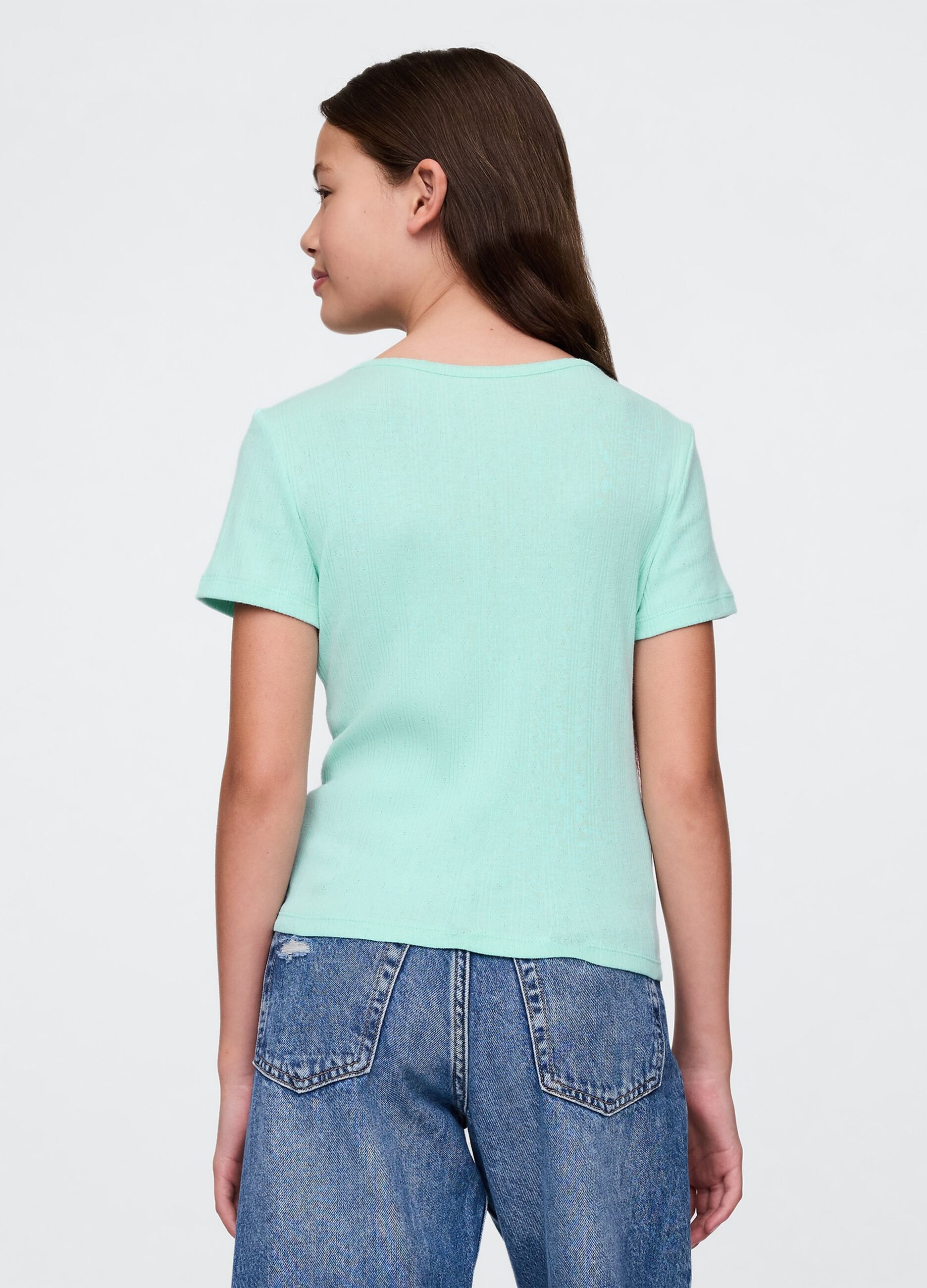 M&auml;dchent-Shirt aus reiner Baumwolle in Hellblau