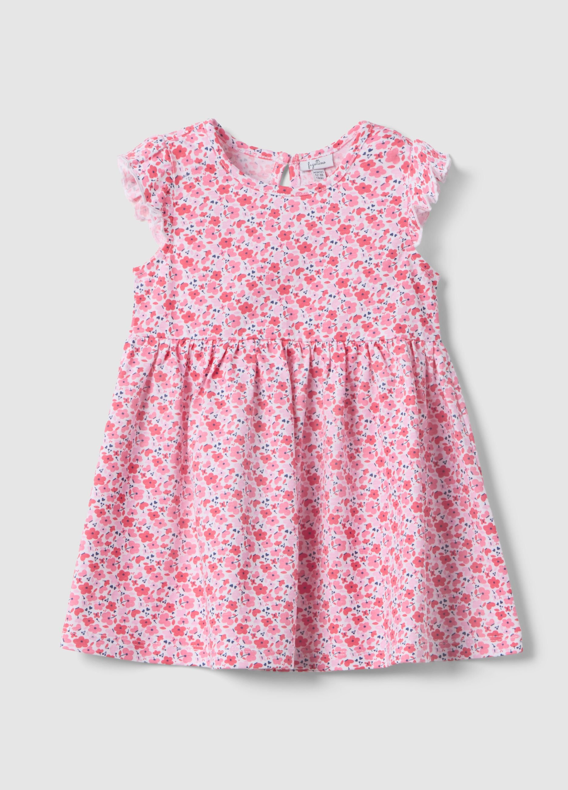 Multi-colour pure cotton regular fit girl's dress with flowers