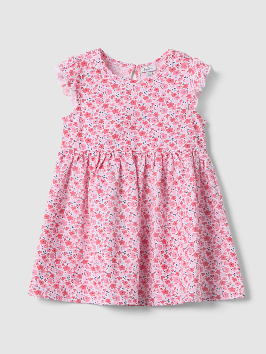 Multi-colour pure cotton regular fit girl's dress with flowers_0