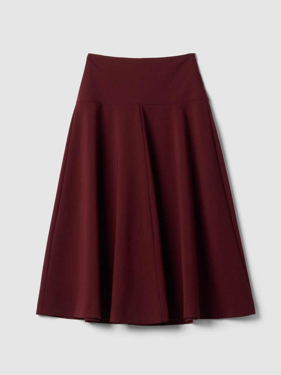 Purple stretch viscose skirt with high waistband and regular waist_0