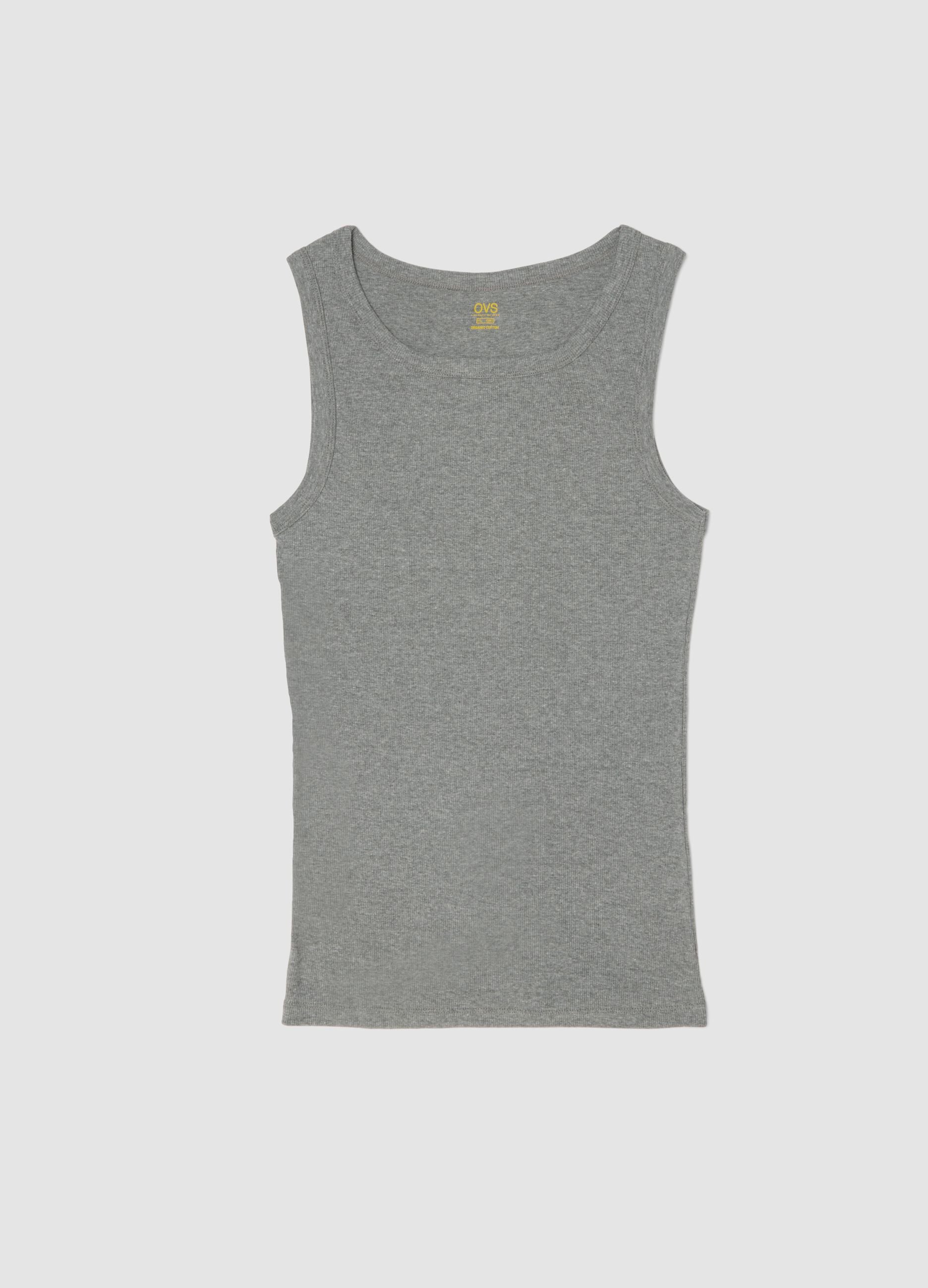 Grey regular fit cotton tank top