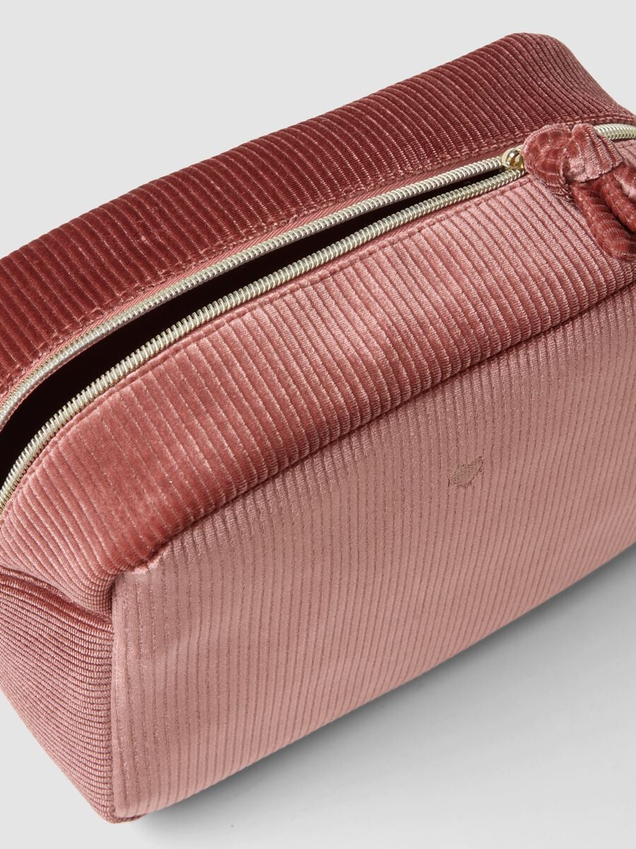 Pink ribbed stretch-fabric toiletry bag_1