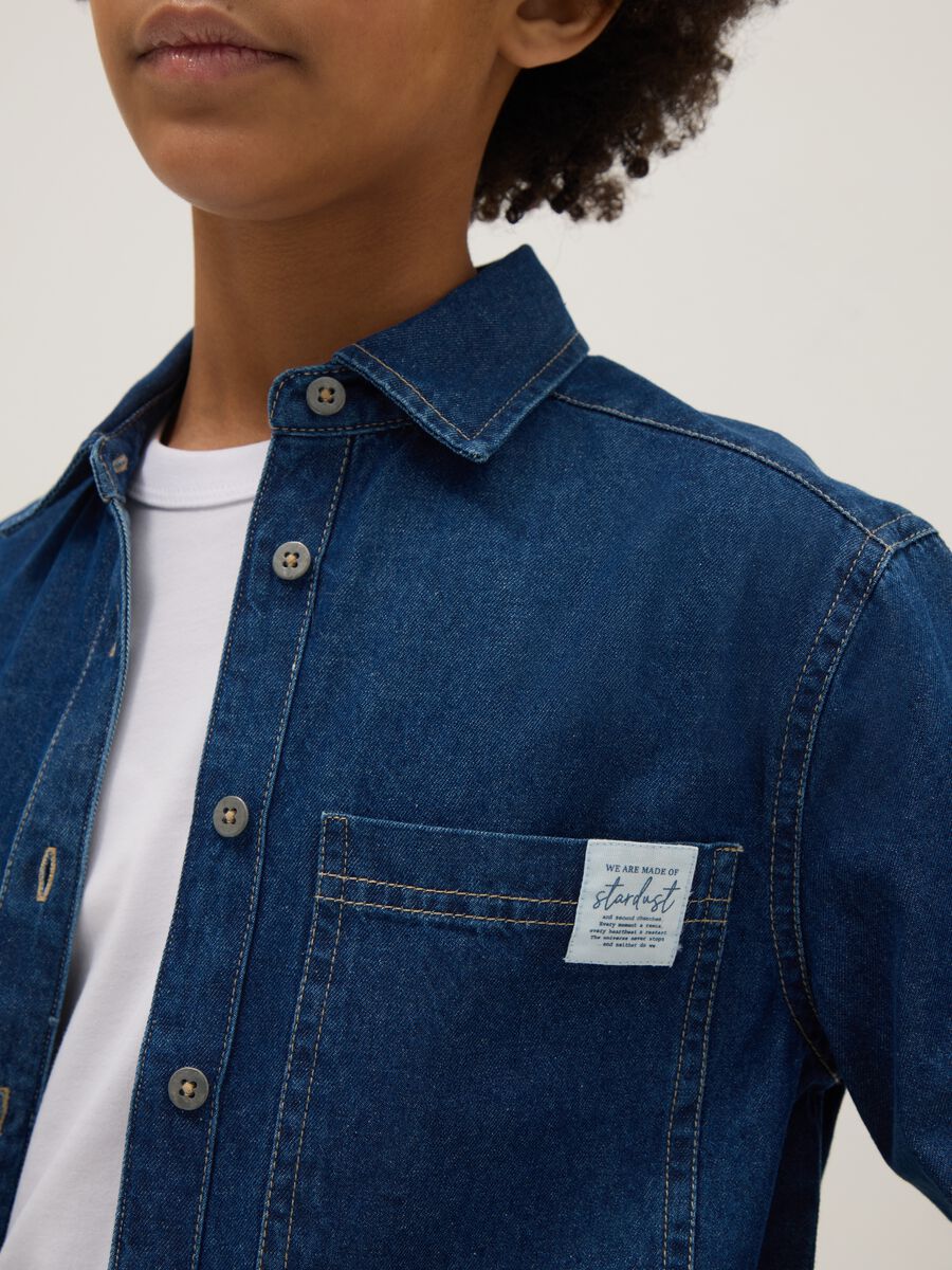 Girls' blue pure cotton shirt with regular fit_2