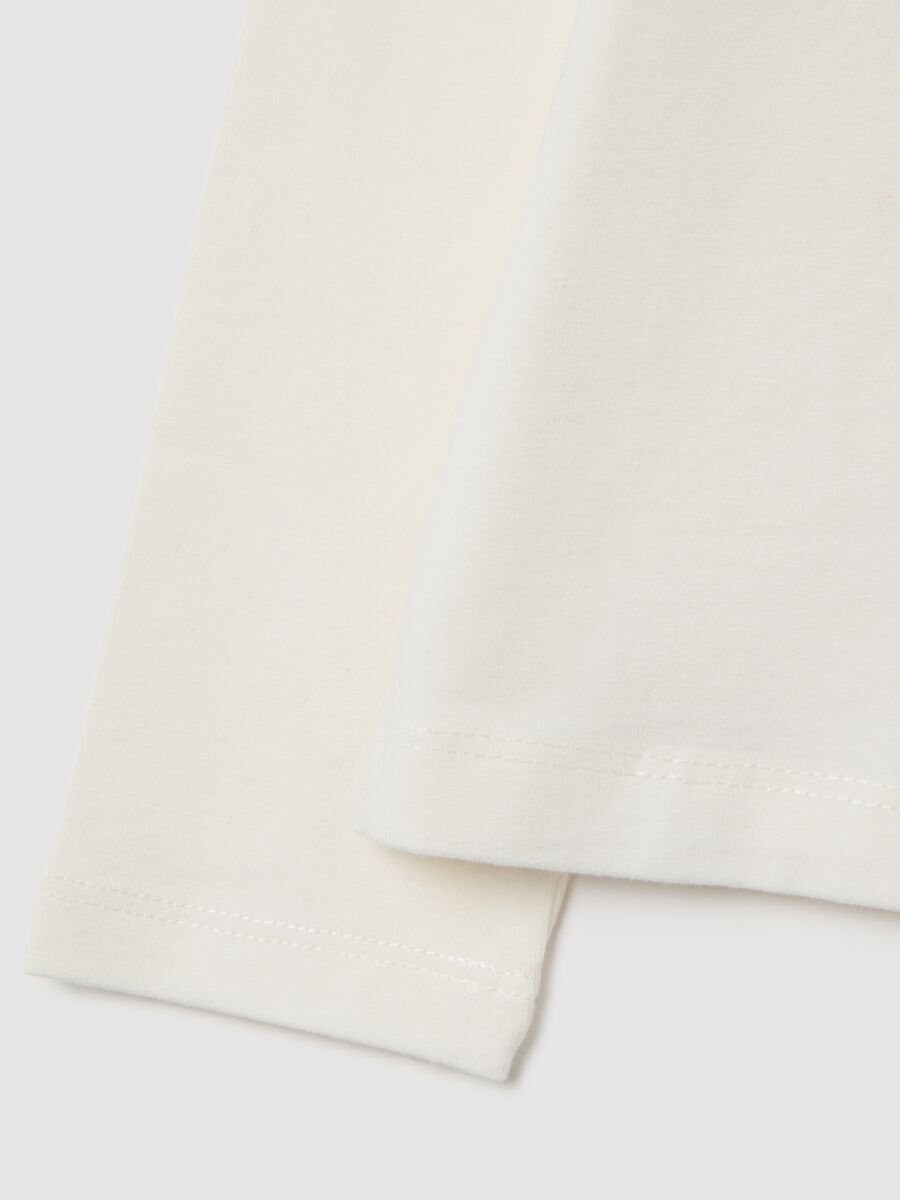 Girls' white long sleeve cotton blend shirt with print_3