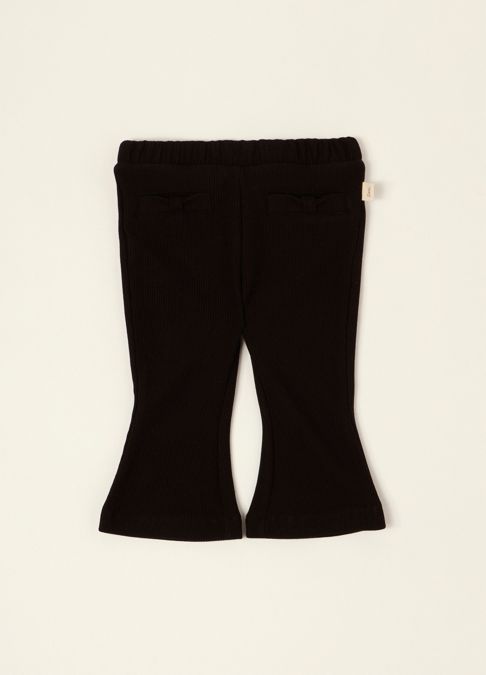 Baby girls' black flared trousers in stretch viscose