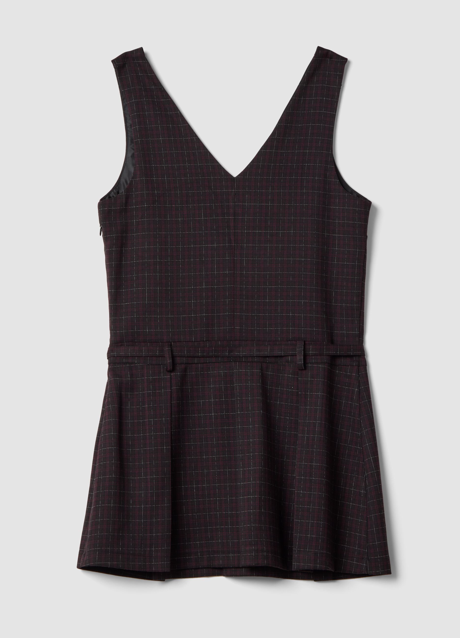 Schwarzes Kleid aus Stretch-Viskose mit tiefem V-Ausschnitt