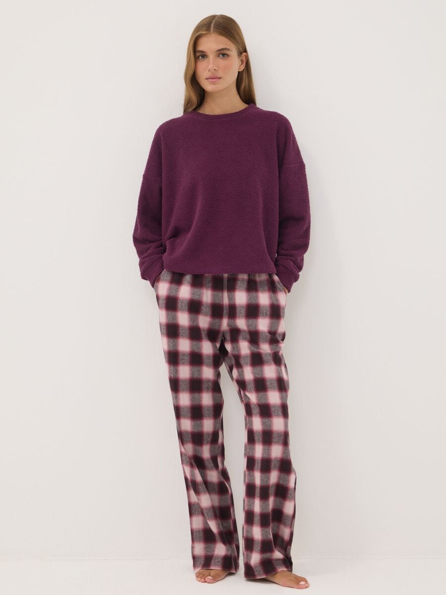 Purple stretch crew-neck pyjamas_0