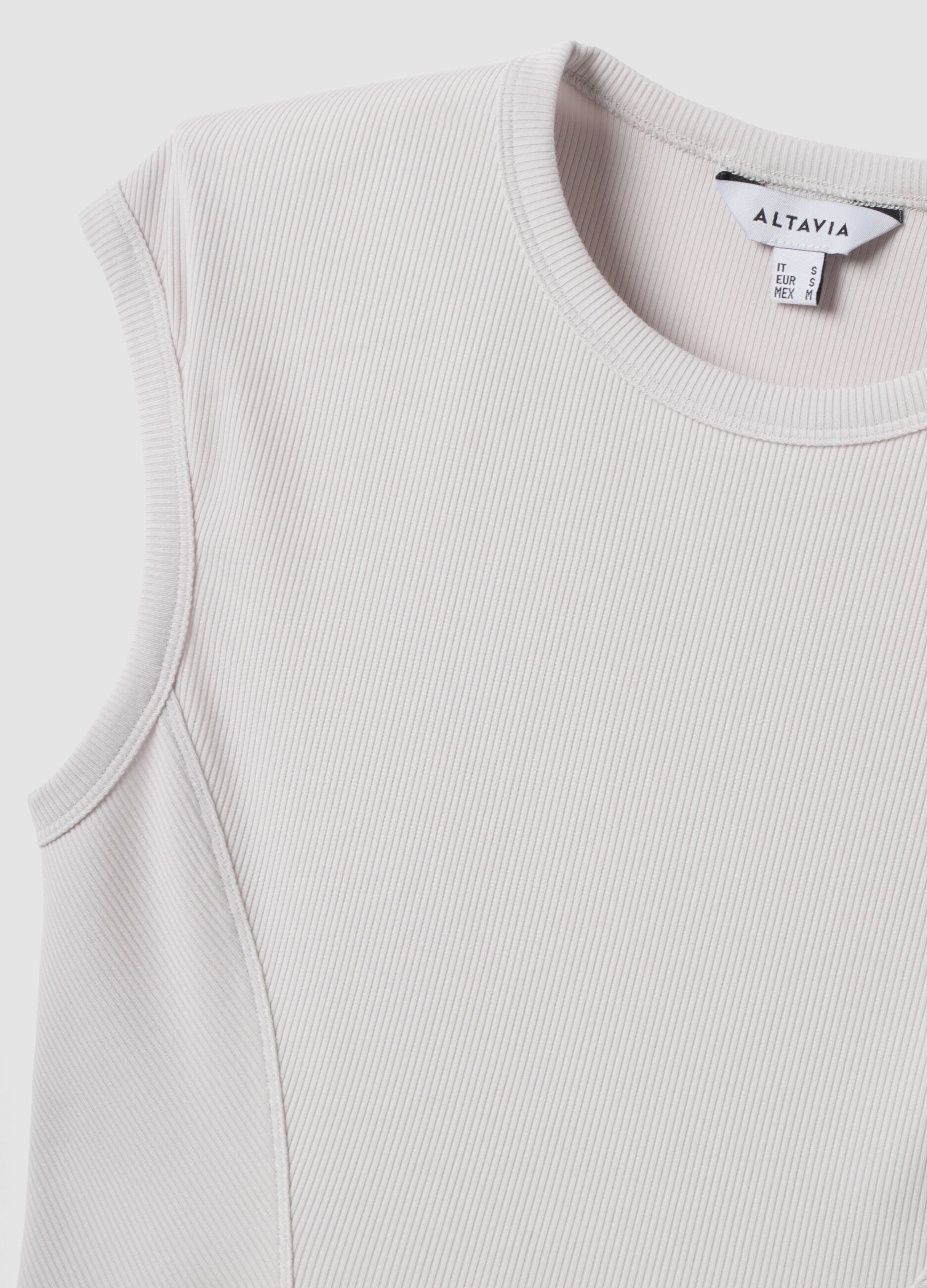 T-shirt fitted bianca in modal elasticizzato a costine ALTAVIA STUDIO