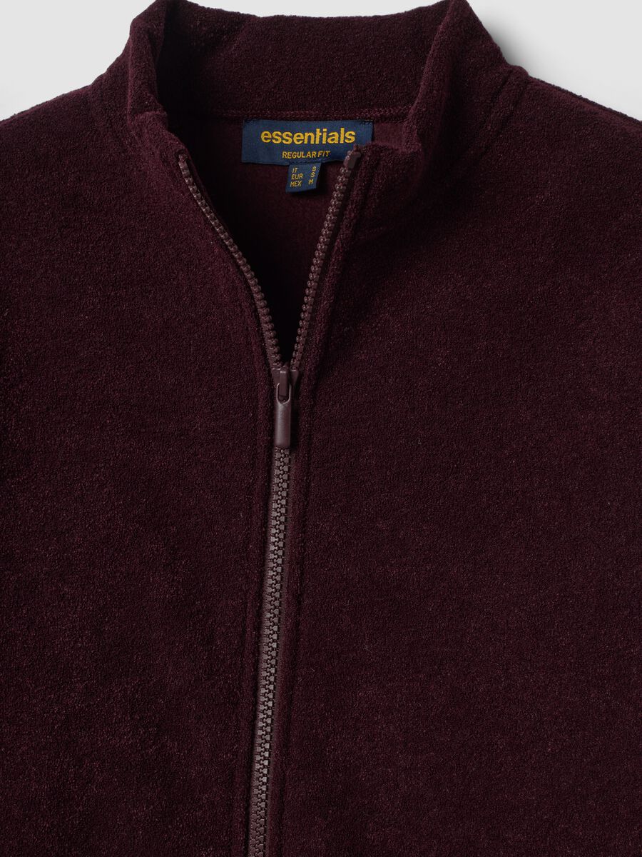 Purple viscose-blend fleece sweatshirt with crew neck and zip, regular fit_1