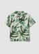 Green pure cotton shirt with tropical print_0
