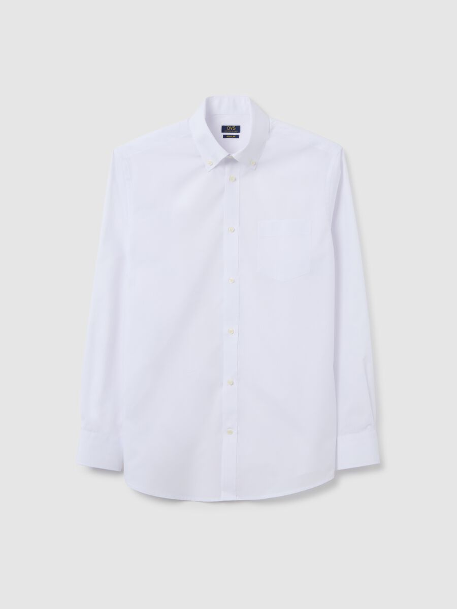 White cotton blend regular fit easy iron shirt_4