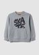Sweat com capuz cinzenta oversize em algod&atilde;o puro com estampado e bolso canguru para menino_0