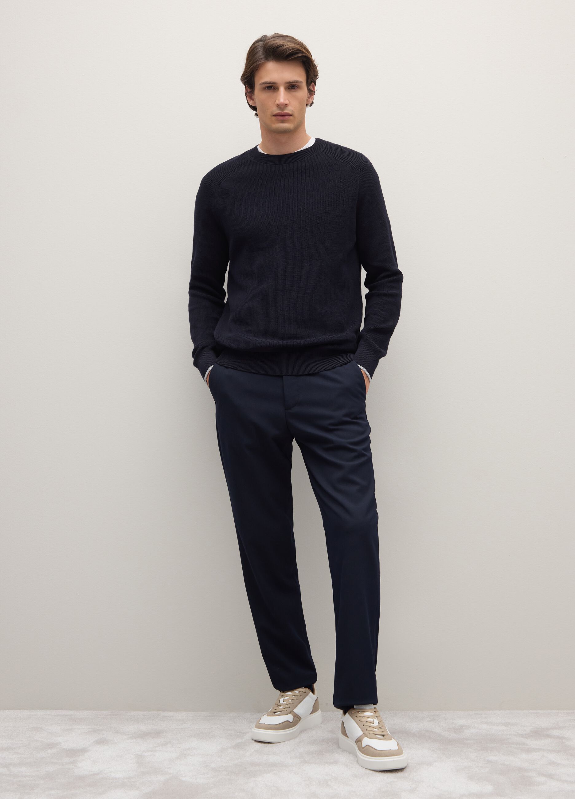 Regular fit stretch blue trousers