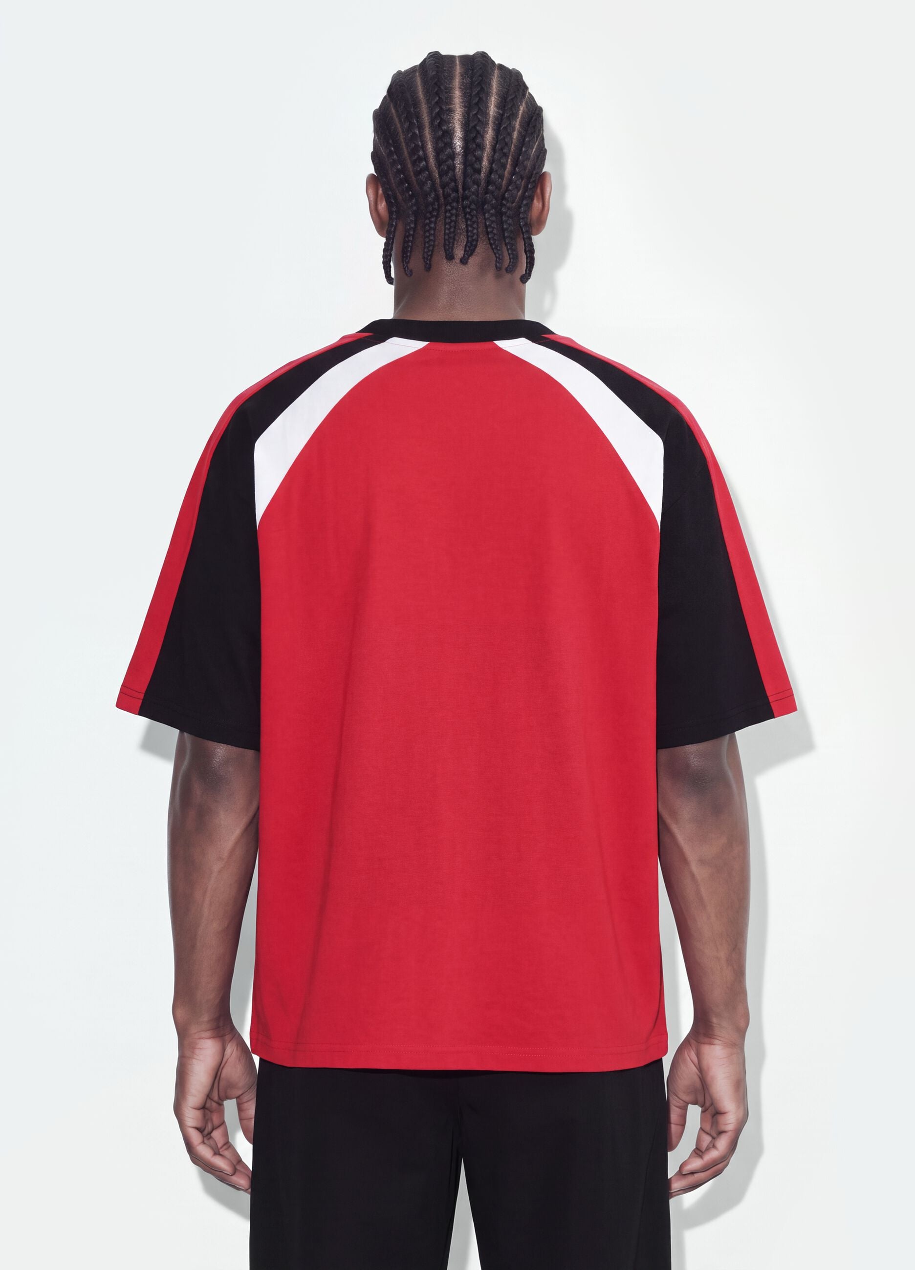 Red pure cotton T-shirt with front slogan relaxed fit