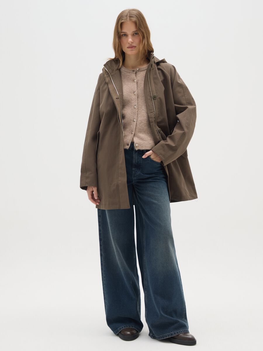 Brown regular fit cotton blend jacket_1