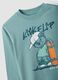 Gr&uuml;nes Oversize-T-Shirt aus reiner Baumwolle mit Skater-Print f&uuml;r Jungen_2