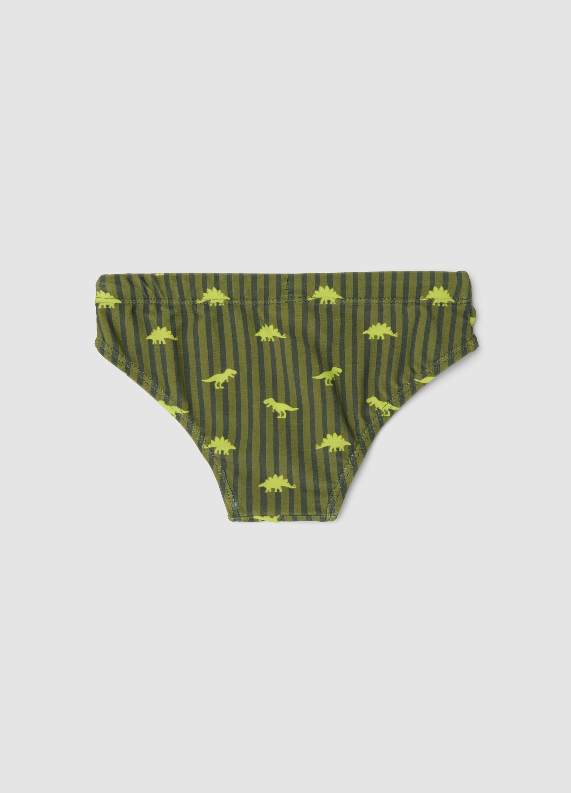 Gr&uuml;ne Stretch-Badehose mit Dino-Print