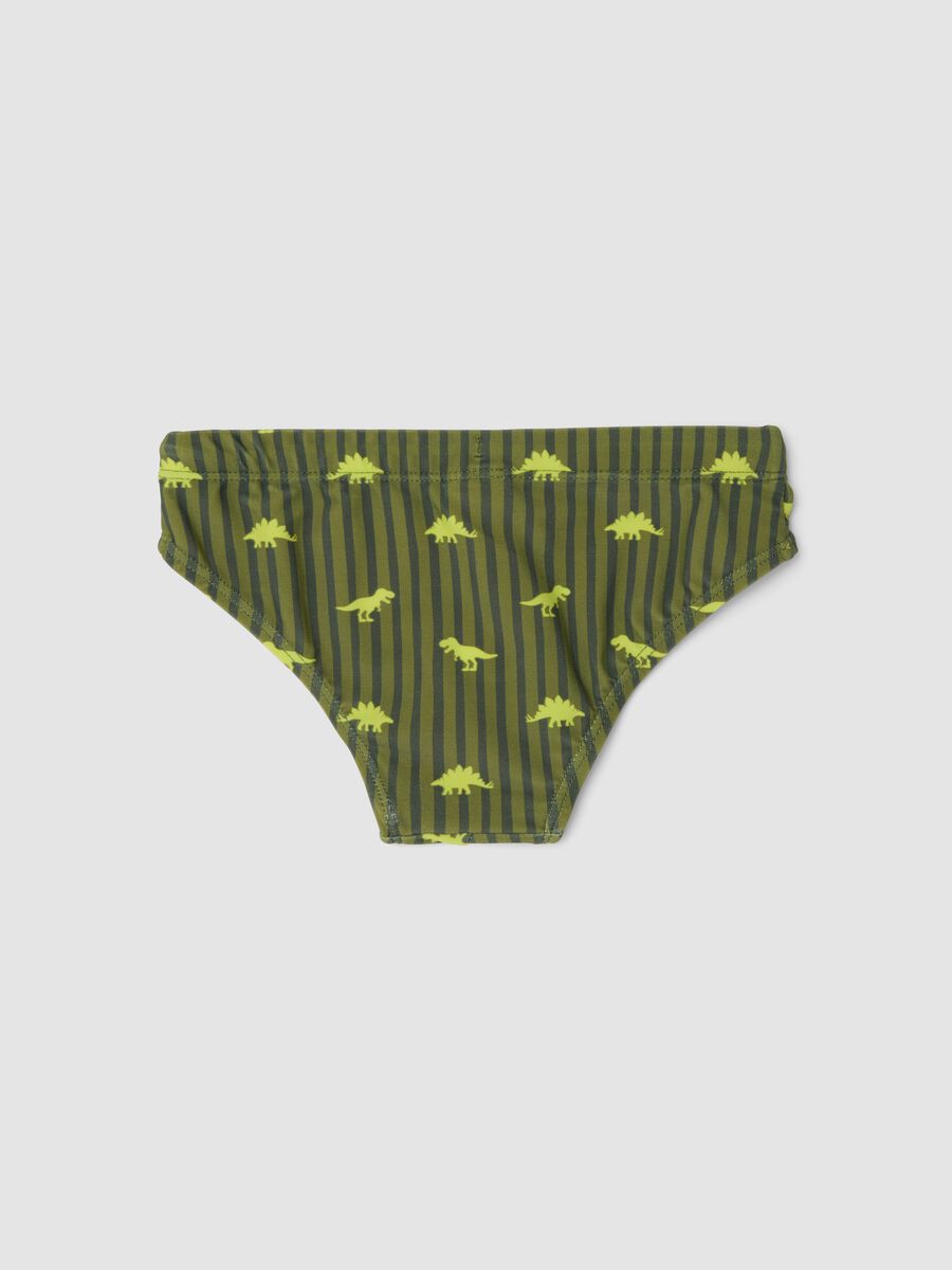 Gr&uuml;ne Stretch-Badehose mit Dino-Print_1
