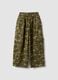 Green pure cotton wide-leg trousers with camo print_0